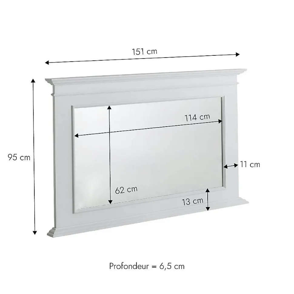 Miroir en bois de pin blanc Manel