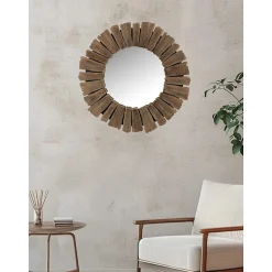 Miroir en bois naturel 66x4x66 cm