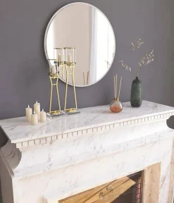 Miroir Euterpe, Verre miroité, Objet d'ameublement mural, Décoration avec miroir, 60x2h60 cm, Blanc