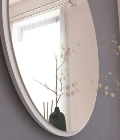 Miroir Euterpe, Verre miroité, Objet d'ameublement mural, Décoration avec miroir, 60x2h60 cm, Blanc