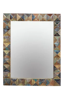 Miroir exclusif en bois recyclé multicolore