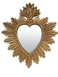 Miroir ex-voto cœur soleil doré Emde