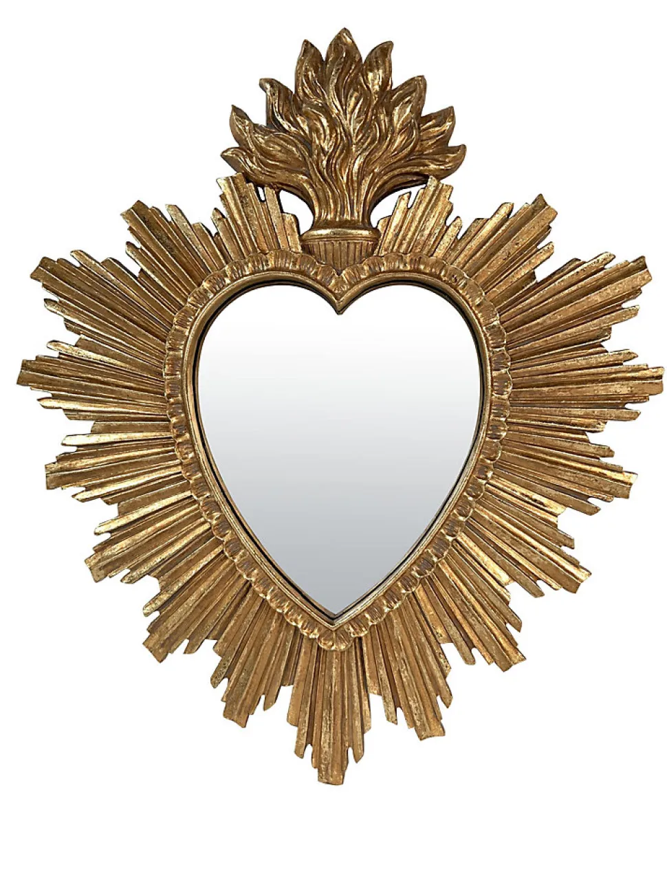 Miroir ex-voto cœur soleil doré Emde