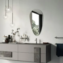 Miroir Goutte Asymétrique Mural Sans Cadre Wallfluent 50 x 100 cm Style Naturel Et Minimaliste Pour Intérieur Moderne