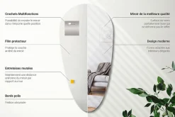 Miroir Goutte Asymétrique Mural Sans Cadre Wallfluent 50 x 100 cm Style Naturel Et Minimaliste Pour Intérieur Moderne