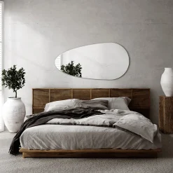 Miroir Goutte Asymétrique Mural Sans Cadre Wallfluent 50 x 100 cm Style Naturel Et Minimaliste Pour Intérieur Moderne