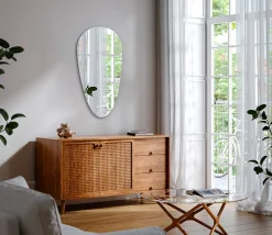 Miroir Goutte Asymétrique Tulup 50 x 100 cm Mural Sans Cadre Style Naturel et Minimaliste pour Intérieur Moderne
