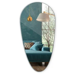 Miroir Goutte Asymétrique Tulup 45 x 90 cm Prêt à Poser Forme Organique pour Salle de Bain ou Entrée
