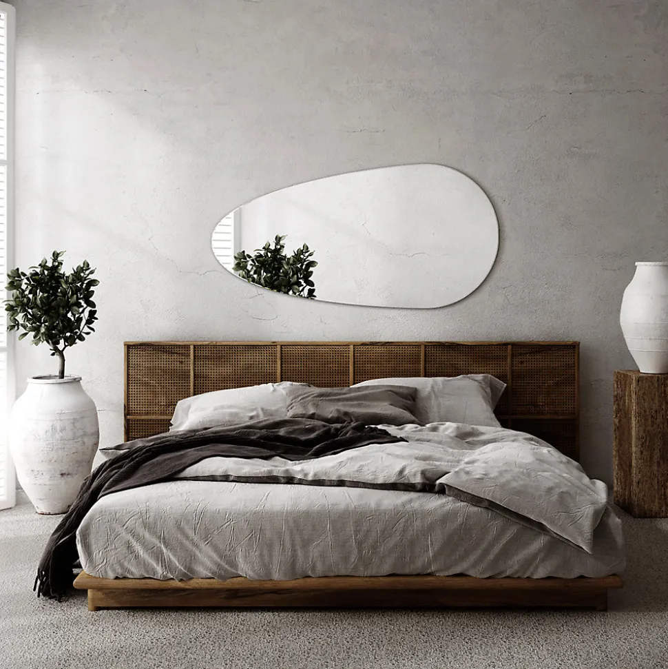Miroir Goutte Asymétrique Tulup 45 x 90 cm Prêt à Poser Forme Organique pour Salle de Bain ou Entrée