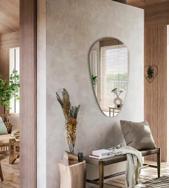 Miroir Goutte Asymétrique Tulup 45 x 90 cm Prêt à Poser Forme Organique pour Salle de Bain ou Entrée