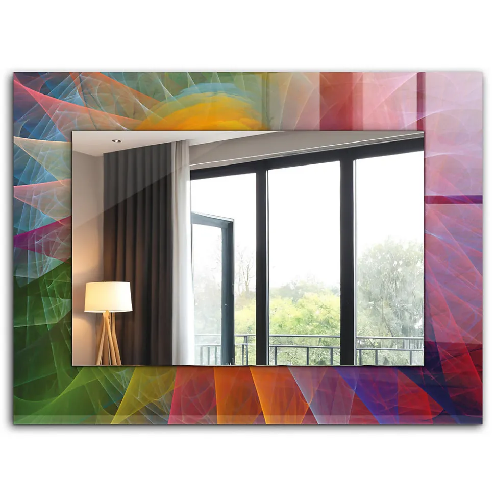 Miroir Imprimé Tulup 80x60 cm Spirale Abstraite Colorée Glace Murale Moderne Pour Salle De Bain