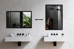 Miroir mural en bois MDF noir 70x50 cm pour salon