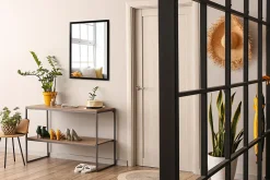 Miroir mural en bois MDF noir 70x50 cm pour salon