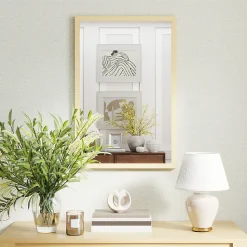 Miroir mural rectangulaire dim. 40L x 60H cm cadre effet bois naturel