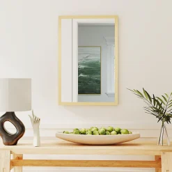 Miroir mural rectangulaire dim. 40L x 60H cm cadre effet bois naturel