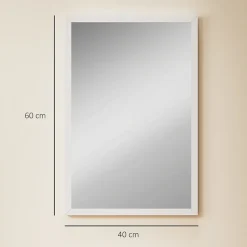 Miroir mural rectangulaire dim. 40L x 60H cm cadre bois blanc