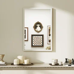 Miroir mural rectangulaire dim. 40L x 60H cm cadre bois blanc