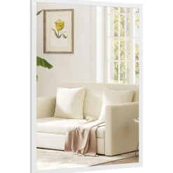 Miroir mural rectangulaire dim. 40L x 60H cm cadre bois blanc