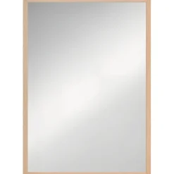 Miroir mural rectangulaire dim. 50L x 70H cm cadre MDF aspect bois clair