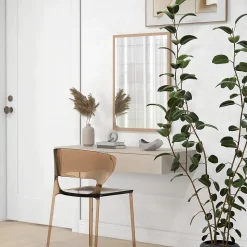 Miroir mural rectangulaire dim. 50L x 70H cm cadre MDF aspect bois clair