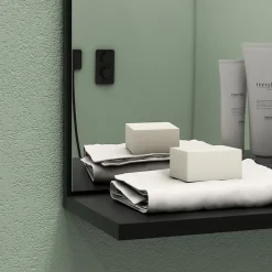 Miroir mural salle de bain - étagères - bambou verni MDF noir