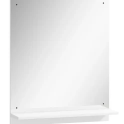 Miroir mural salle de bain - étagère - 50 x 60 cm - blanc