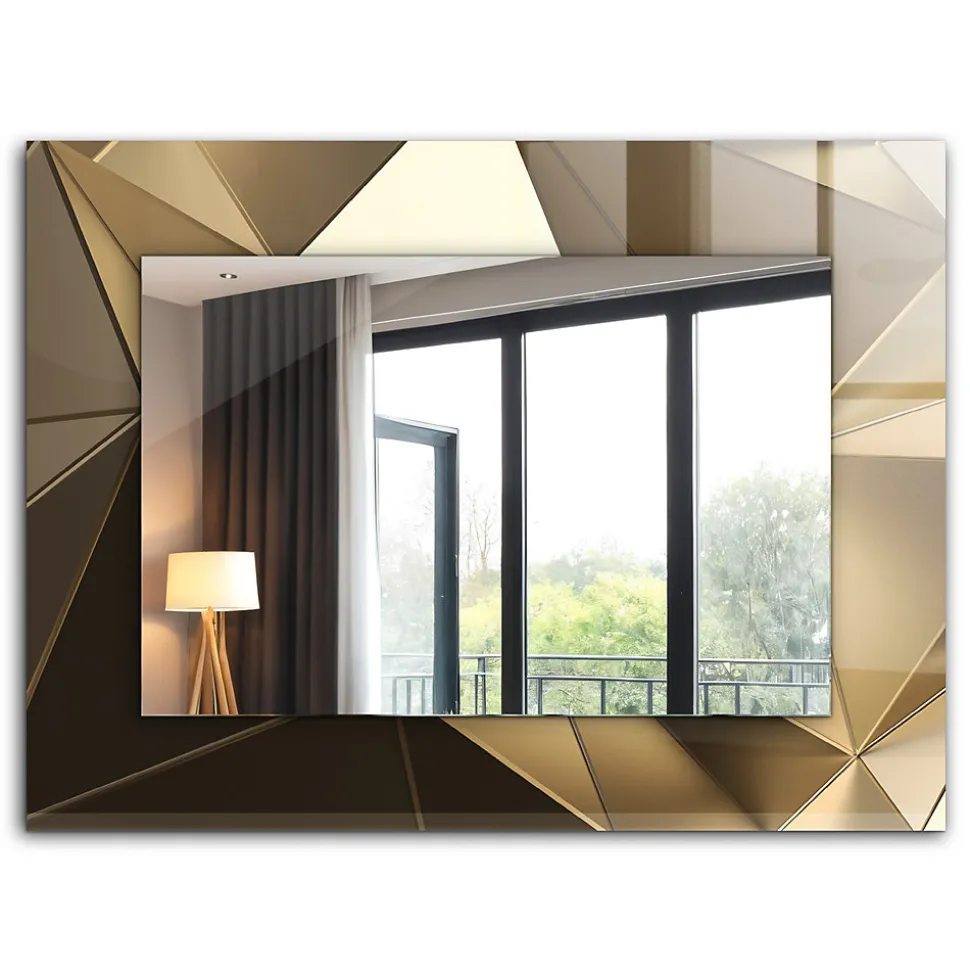 Miroir Mural Tulup 80x60 cm Formes Géométriques Grand Miroir Pour Chambre