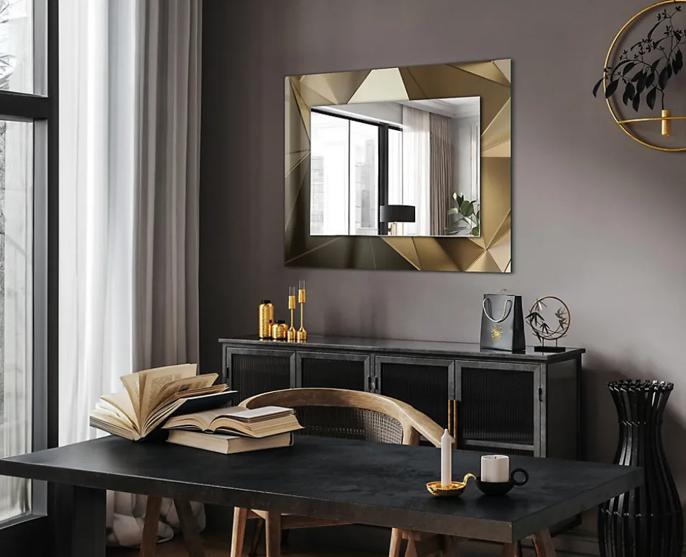 Miroir Mural Tulup 80x60 cm Formes Géométriques Grand Miroir Pour Chambre