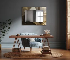 Miroir Mural Tulup 80x60 cm Formes Géométriques Grand Miroir Pour Chambre