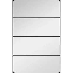 Miroir mural verrière rectangulaire style industriel - horizontal ou vertical - 4 crochets - métal noir