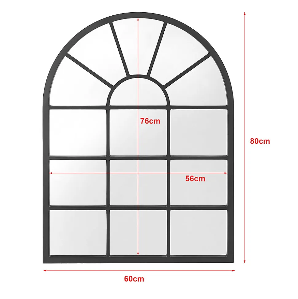 Miroir mural Villalago forme fenêtre arrondie 80 x 60 cm en.casa