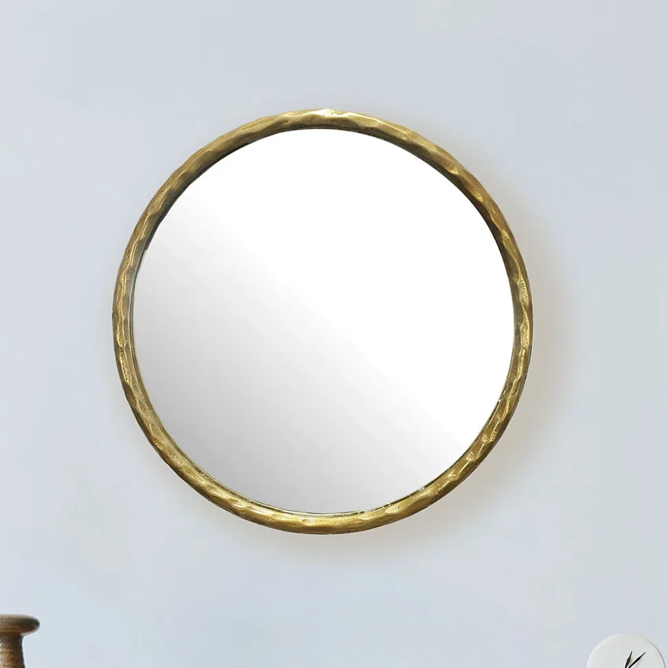 Miroir Murale Métal 60 cm Miroir Mur Couloir Grand Doré Rond Cadre FineBuy