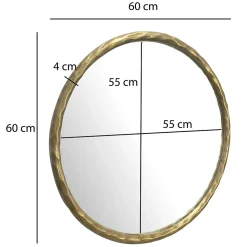 Miroir Murale Métal 60 cm Miroir Mur Couloir Grand Doré Rond Cadre FineBuy