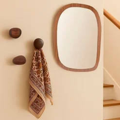 Miroir organique contour bois 45x65cm