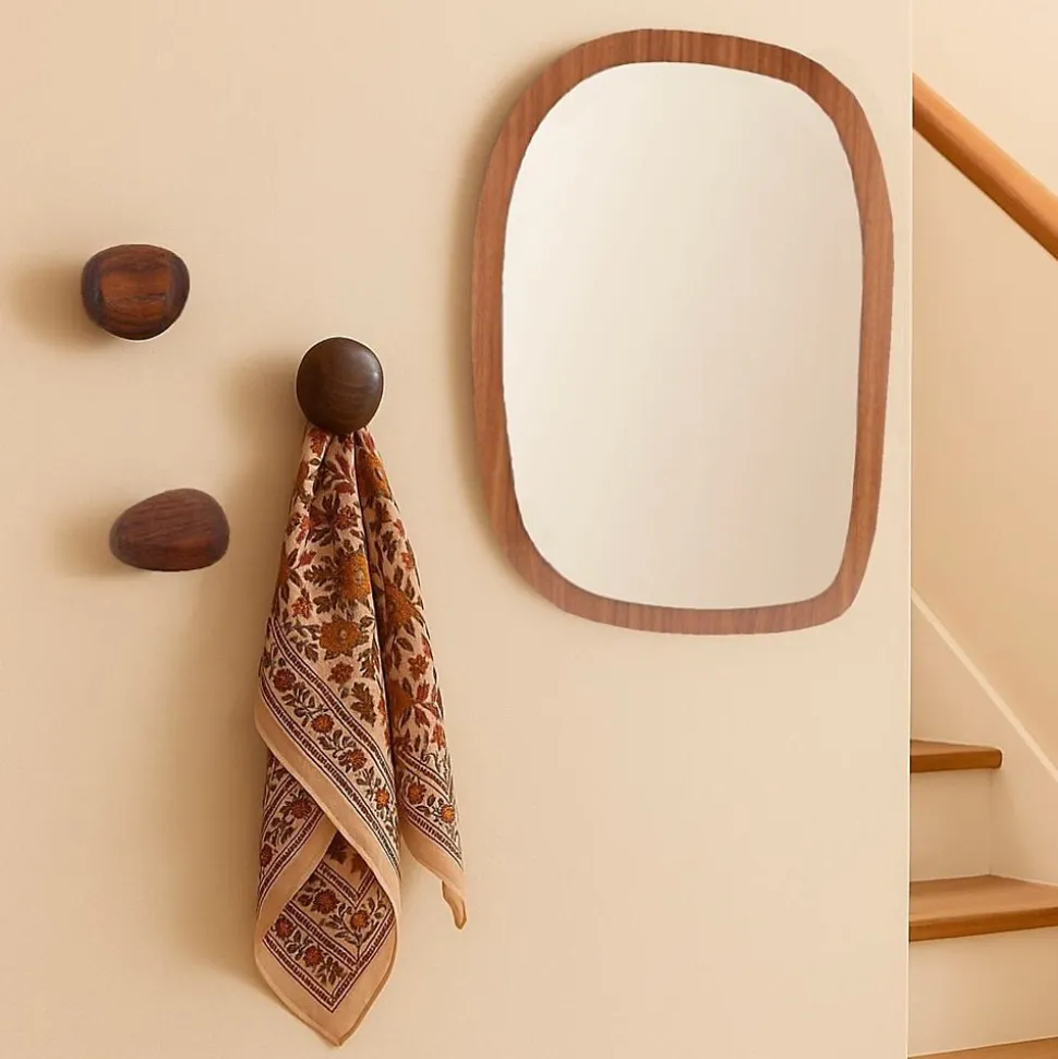 Miroir organique contour bois 45x65cm