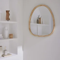 Miroir organique en bois de sapin 75cm couleur naturelle CHARLIE L 75 x l 70 x E 3cm