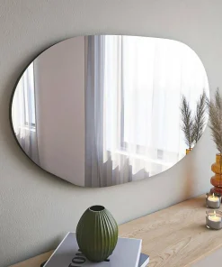 Miroir Pelagus, Verre miroité, Objet d'ameublement mural, Décoration avec miroir, 52x2h89 cm, Noir