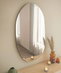Miroir Pelagus, Verre miroité, Objet d'ameublement mural, Décoration avec miroir, 52x2h89 cm, Noir