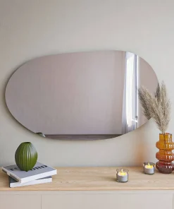 Miroir Pelagus, Verre miroité, Objet d'ameublement mural, Décoration avec miroir, 52x2h89 cm, Noir