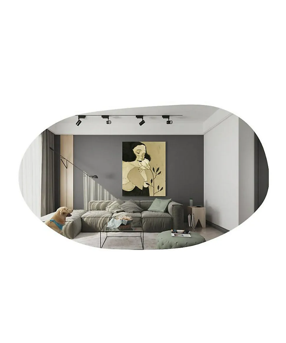 Miroir Pelagus, Verre miroité, Objet d'ameublement mural, Décoration avec miroir, 52x2h89 cm, Noir