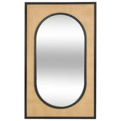 Miroir Raquel noir cannage H107cm - Atmosphera