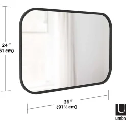 Miroir rectangulaire rebord caoutchouc 61x91 cm Hub