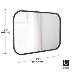 Miroir rectangulaire rebord caoutchouc 61x91 cm Hub