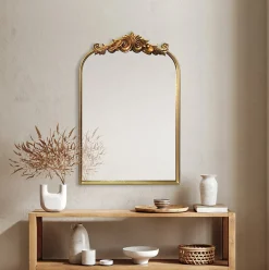 Miroir rectangulaire style vintage effet brillant doré L.60 x H.90 x ep.10 cm