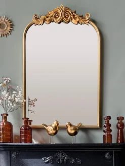 Miroir rectangulaire style vintage effet brillant doré L.60 x H.90 x ep.10 cm