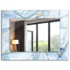 Miroir Rectangulaire Tulup 80x60 cm Motif Abstrait En Marbre Miroir Élégant Pour Dressing Pose Horizontale Ou Verticale