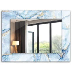 Miroir Rectangulaire Tulup 80x60 cm Motif Abstrait En Marbre Miroir Élégant Pour Dressing Pose Horizontale Ou Verticale
