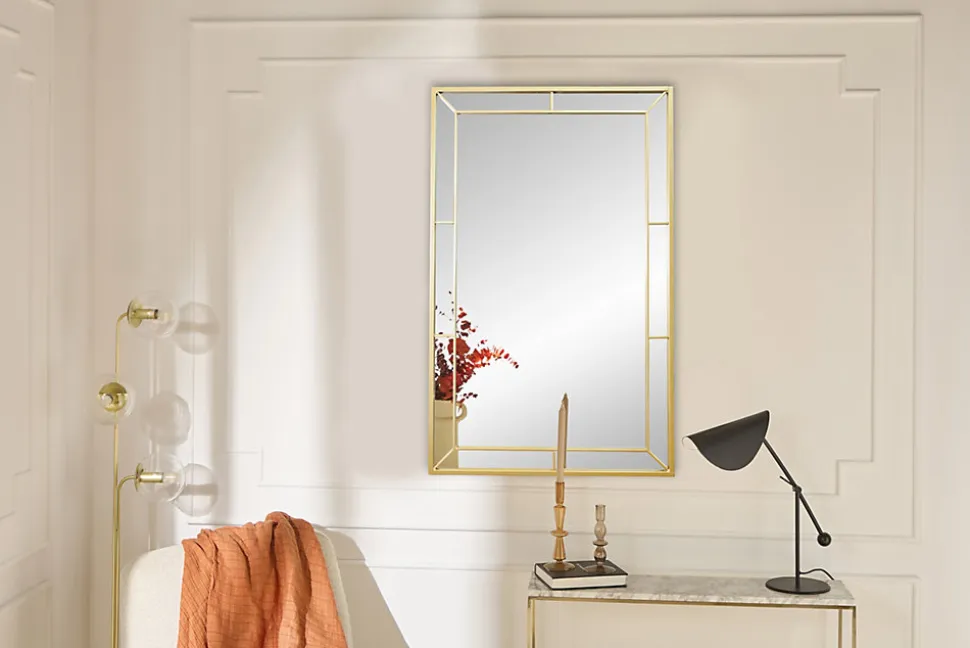 Miroir rectangulaire Venezia en métal doré l.50 x L.80cm Ariane
