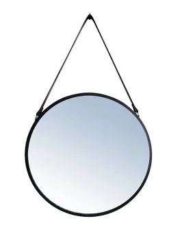 Miroir rond à lanière Ø50 x ep.3 cm noir