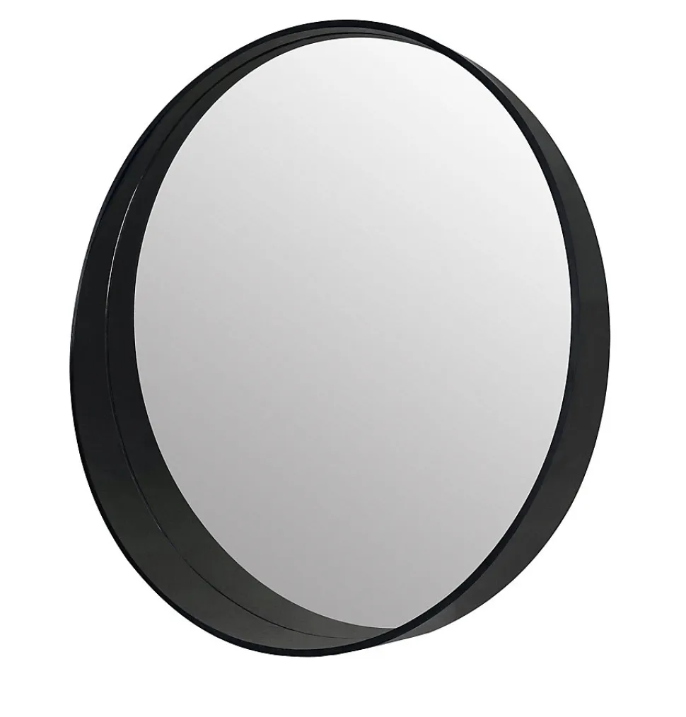 Miroir rond aspect bois noir Ø80cm Ariane